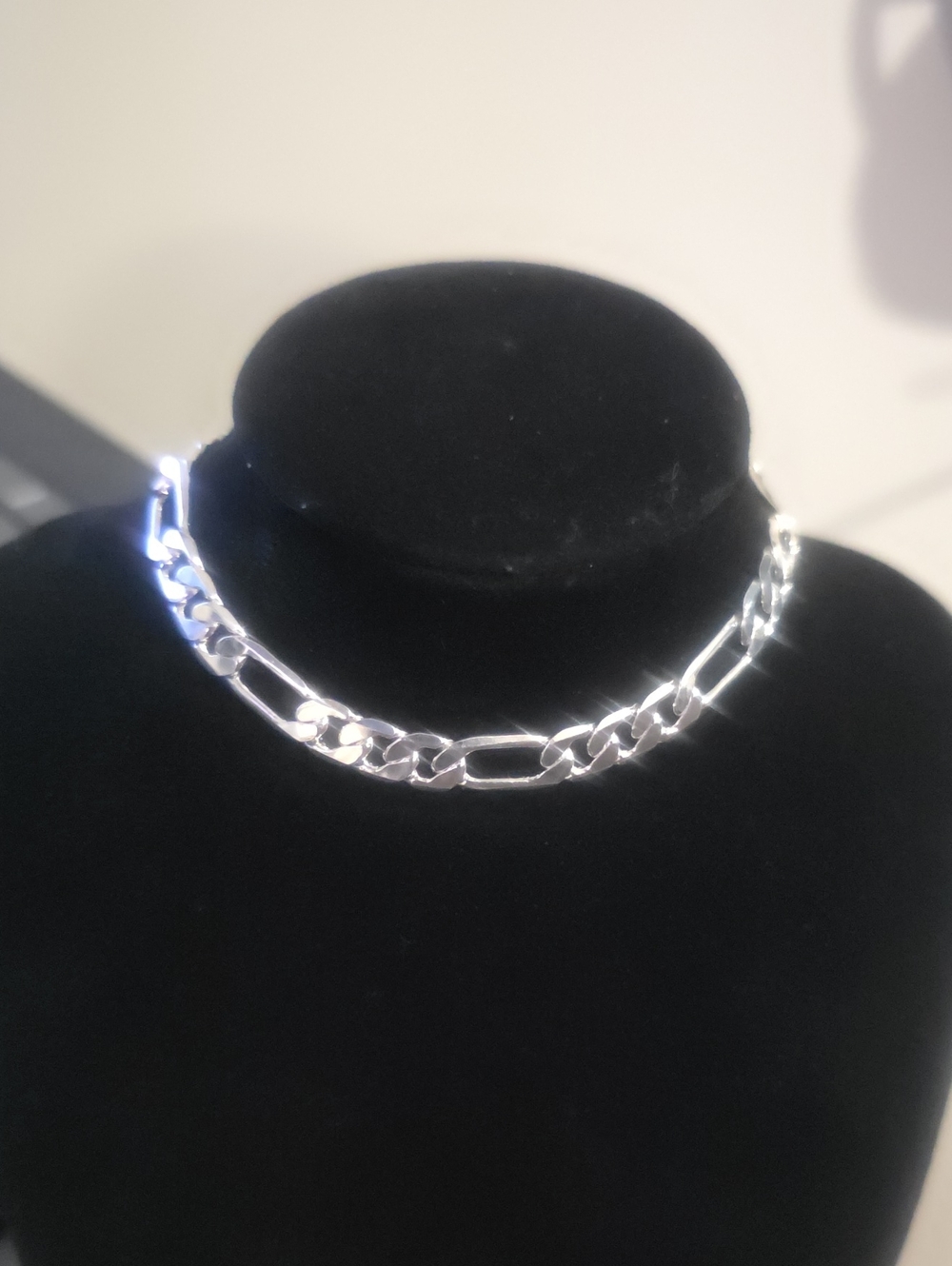 New 9inch Silver Filled Figaro Bracelet